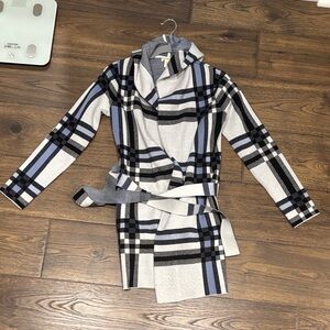 Christian Siriano Black and Gray Plaid Sweater